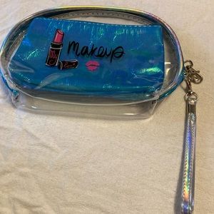 Women’s cosmetic & tote Bag Blue one inside Clear One Both with zippers New